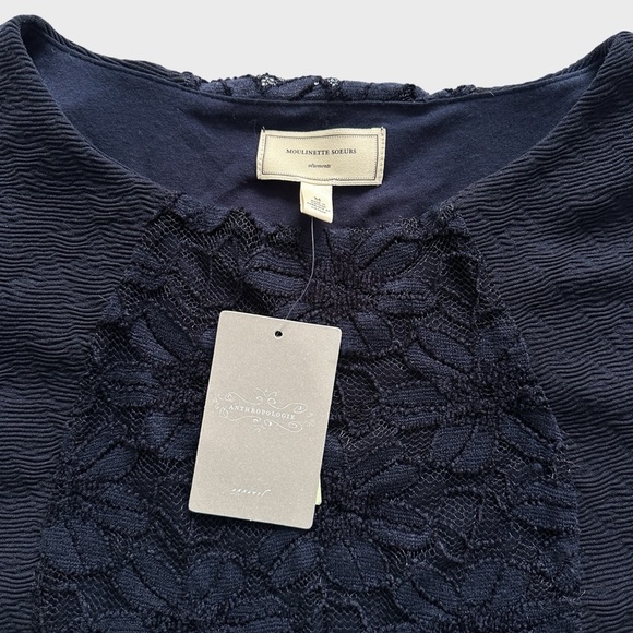 Anthropologie Moulinette Soeurs Dress Medium Navy Blue Jocelyn Lace Sheath NWT - Picture 8 of 16
